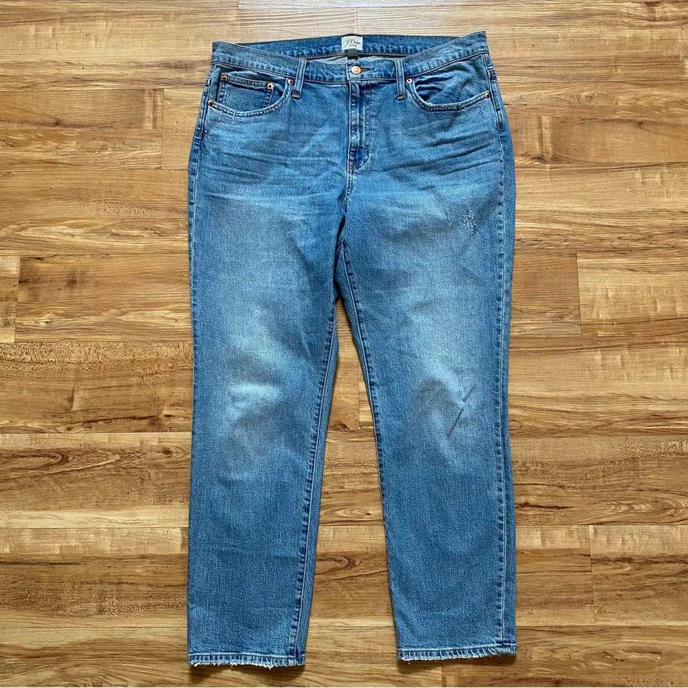J.CREW Women's Sz 32 Slim Boyfriend Jeans Tea Time High Rise Stretch Tapered Leg